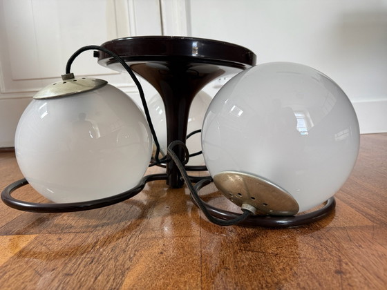 Lampada Gino Sarfatti Modello 2042/3 Arteluce, Plafoniere, Vetro, Bianco (foto 11 di 12)
