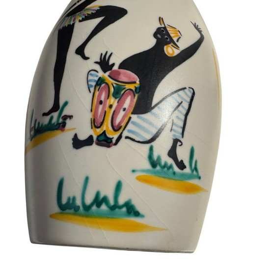 Image 1 of Vase français en céramique - peint à la main - style Vallauris - vers 1950 - 26 cm