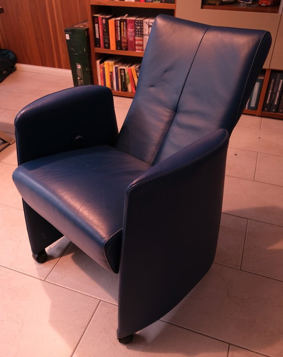 Image 1 of 2x Leolux fauteuil Doppler - leder Scandinavia Aqua Blue