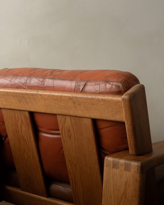 Image 1 of Poltrona lounge vintage Bonanza di Esko Pajamies per Asko, in rovere finlandese e pelle color cognac, anni '60.