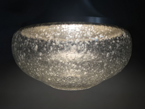 Image 1 of 1970s pendant lamp with aluminum and bubble glass