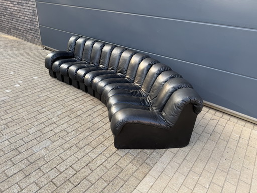 De Sede DS600 Snake Tatzelwurm 13-piece set in black leather in top condition!