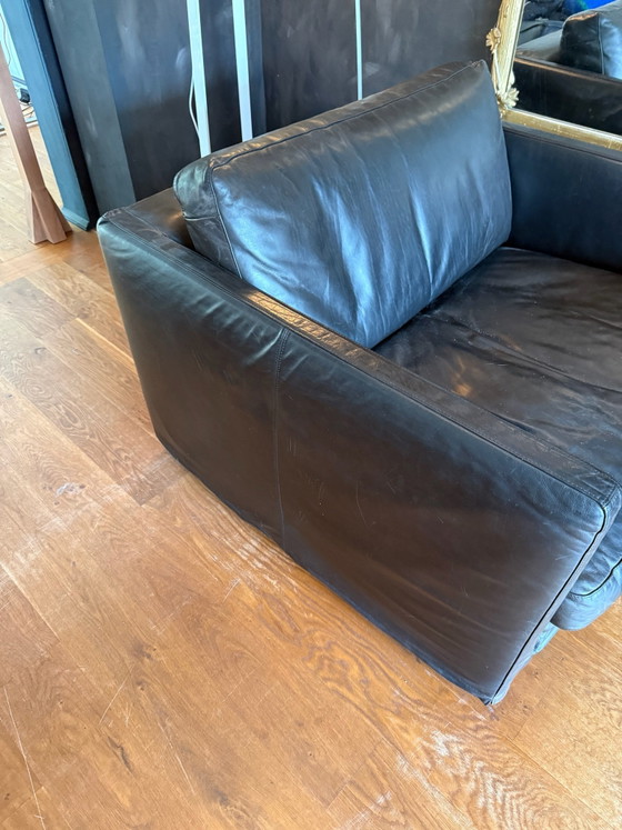 Linteloo love seat zwart leer, Loveseats (foto 2 van 5)