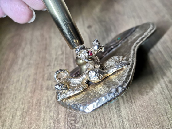 Image 1 of Fountain Pen / Penholder Brass Poodle Royal / Vintage 70's design