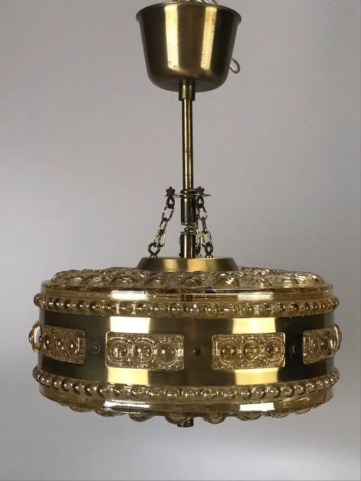 60s 70s lamp hanging lamp ball lamp bubble brass glass space age design