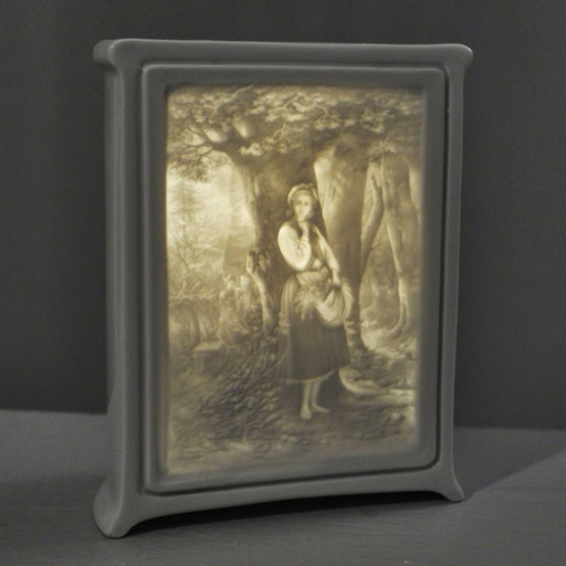 Lampada da notte vintage in porcellana Lithophane, metà del XX secolo, Limoges