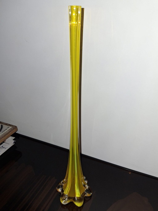 Sommerso vase soliflor yellow yellow Murano