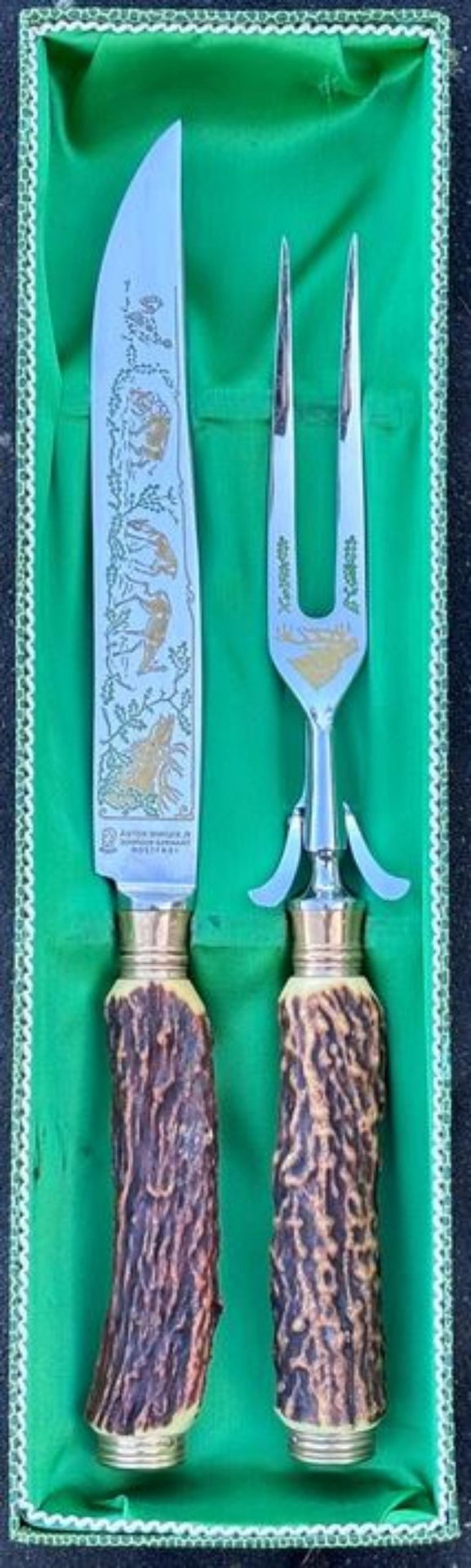 Anton Wingen Jr. carving set with game motif, Cutlery Sets, Metal, Other, Green (photo 6 of 9)