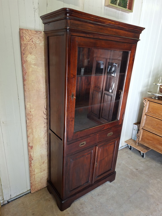 Image 1 of Große robuste Teakholz Vitrine. Porzellanschrank, schön zu verwenden als Whiskey-Bar, Weinschrank dim. 94x40cm und 190cm hoch.