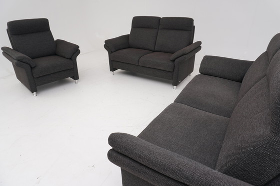 Image 1 of Himolla set set couch sofa three seater two seater armchair fabric brown
