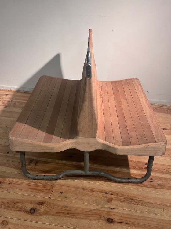 Image 1 of Vintage mid-century train bench