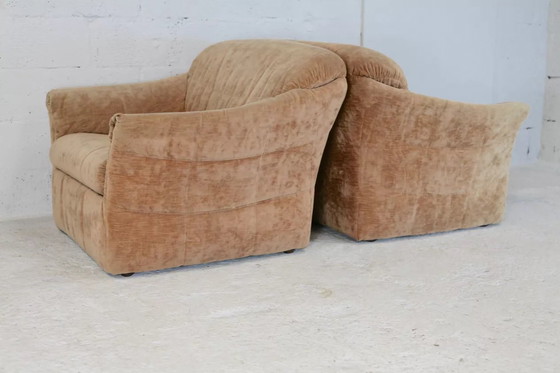 Image 1 of 2x Fauteuil Velours "Caramel Blond"