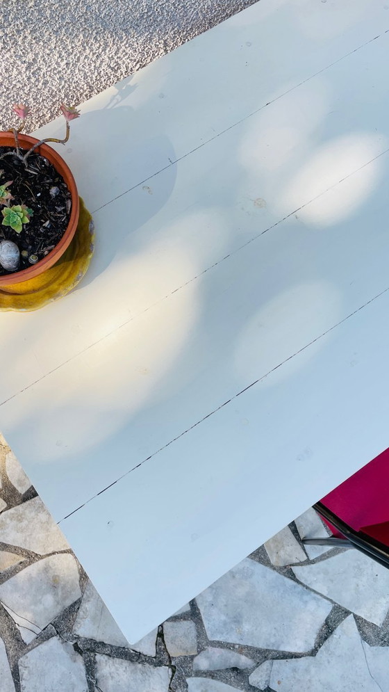 Image 1 of Vintage Oak Farmhouse Table with White Top