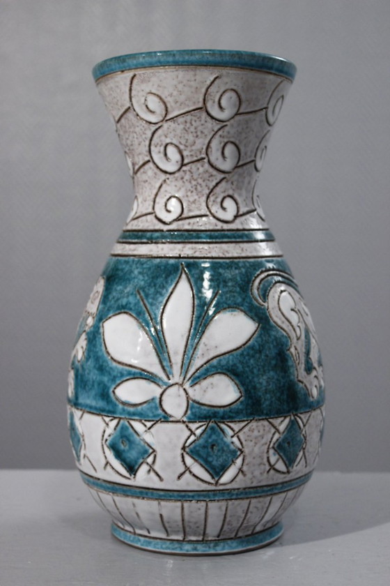 Image 1 of Fratelli Fanciullacci grande vaso con leoni ceramica italiana d'epoca 1960