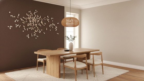 Image 1 of Dimensionaal modern organisch decoratief wandkunstwerk met textuur in wit, brons, espresso en goud - "Groei"