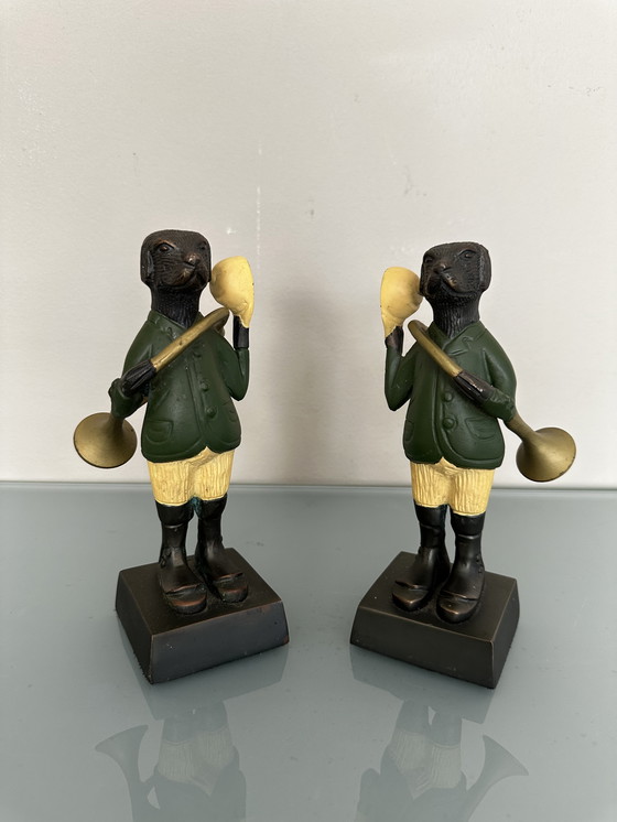 Image 1 of Französische Liebhaber-Statuen aus grüner Bronze