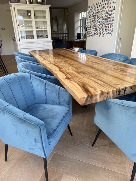 Image 1 of Tavolo da pranzo in legno di quercia con finitura epossidica (3 metri)