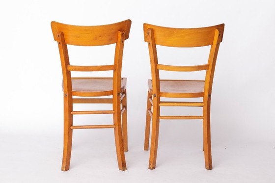 Image 1 of Set of 4 Vintage Frankfurter Chairs, 1960s German Dining Chairs, Beech Wood Frames