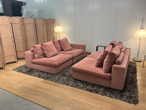 Flexform Groundpiece 4-piece with Bookcase – Pink Velvet