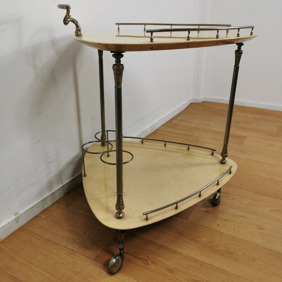 Image 1 of Vintage Barcart Serving Cart, Mid Century Beverage Cart, Butler Tray