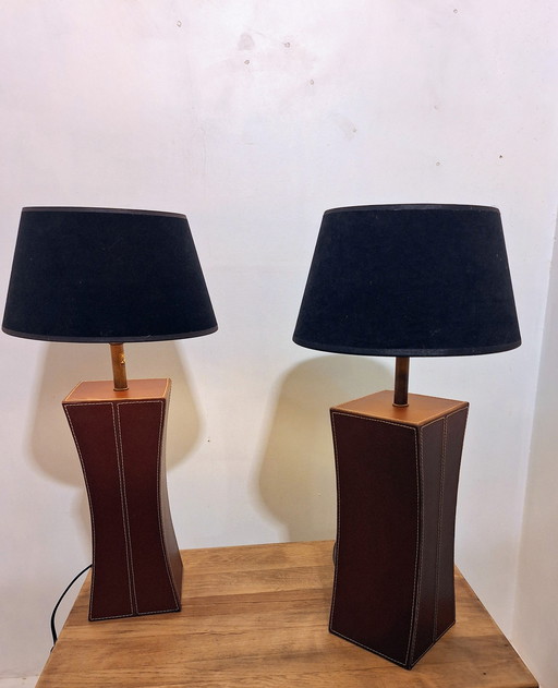 E.F. Fransen leather table lamps