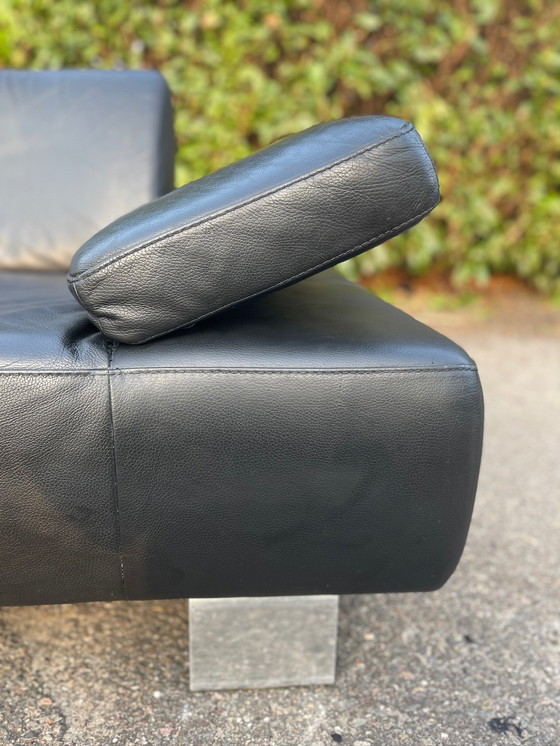 Image 1 of Divano angolare in vera pelle nera Montel