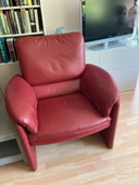 2 Leren Leolux Fauteuils (Bordeaux Rood)