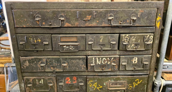 Image 1 of Military workbench - Two metal military mechanic's workbenches