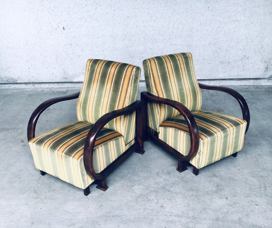 Image 1 of Art Deco Reclining Bentwood Armchair Lounge Chair Set 1930's