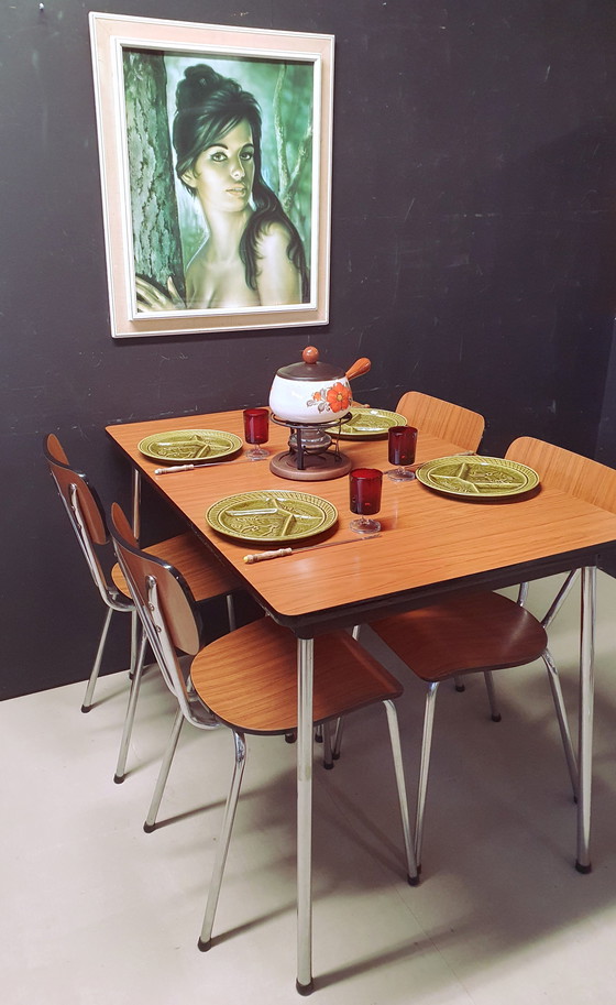 Image 1 of 1970 Vintage Formica Table With Chairs Dining Room Set