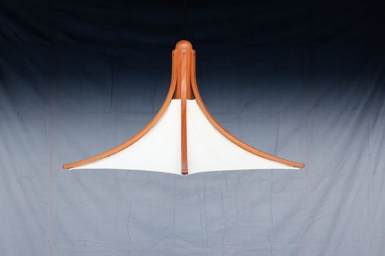 Image 1 of wie neu! DOMUS Danish Mid Century Teak Pendelleuchte, höhenverstellbar, Lampe, Vintage Deckenleuchte
