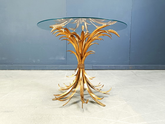 Image 1 of Vintage gilt metal sheaf of wheat coco chanel coffee table, 1960s