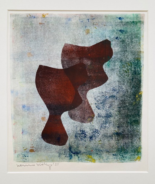 Linoleografia astratta vintage - anni '80