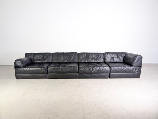 De Sede DS 76/78 modular sofa Midcentury design couch leather black