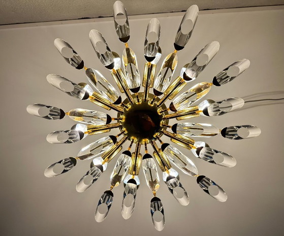 Plafonnier vintage Stilkronen, Lustres, Métal, Cristal, Doré, Mid Century Modern (photo 6 sur 11)