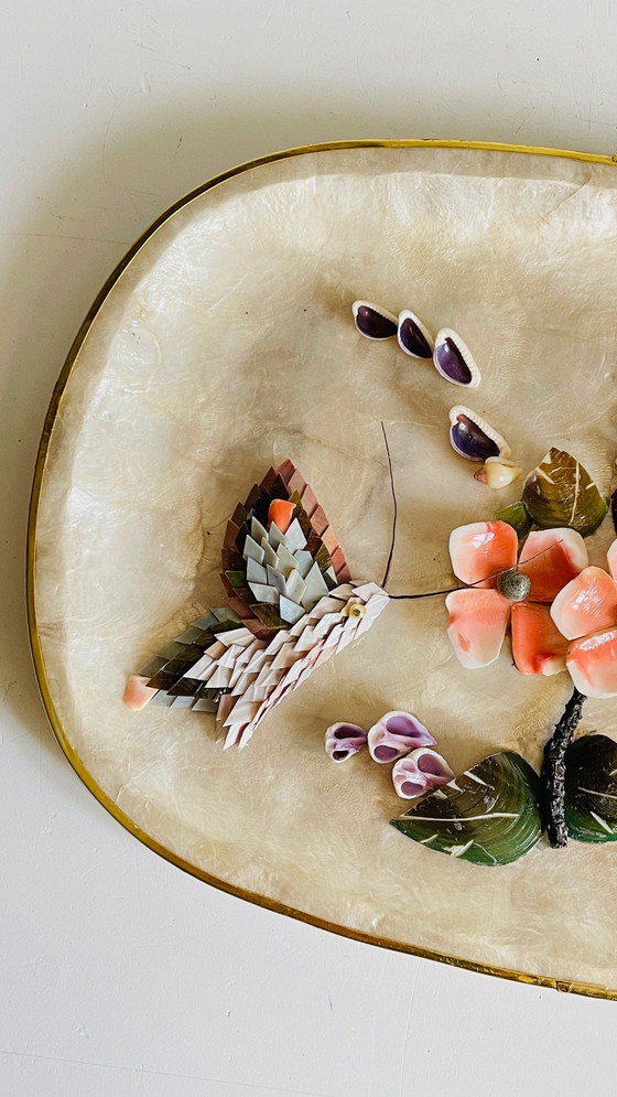 Image 1 of Vassoio vintage in madreperla e conchiglia