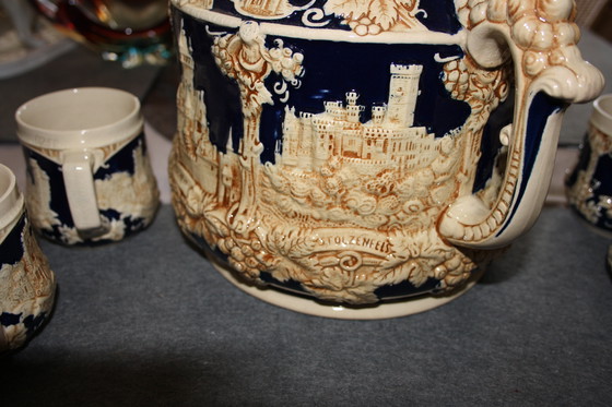 Image 1 of Juego de cuencos de cerámica antiguos con motivo del Palatinado: rareza y decoración, incluye 6 tazas