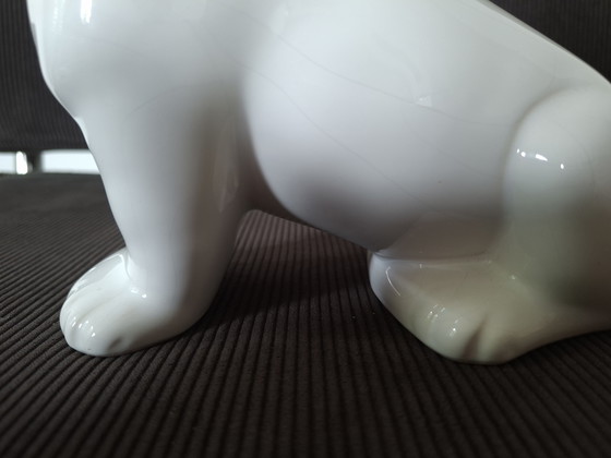 Image 1 of Vintage Italian Ceramic Dachshund – 1980s – White Glaze (22cm)
