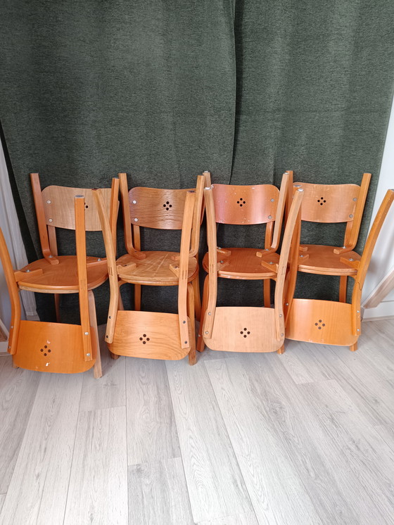 Image 1 of 8 sedie da caffè in legno curvato di betulla Aalto