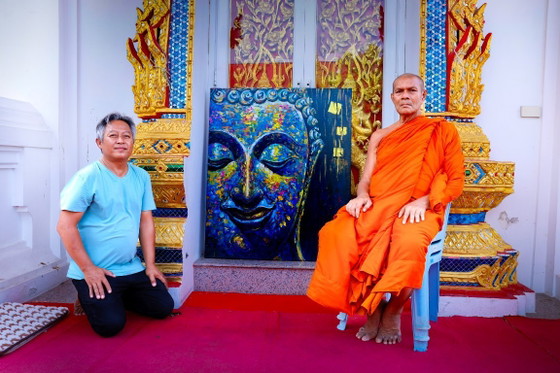 Image 1 of Unique hand-painted Buddha painting “Ocean of Calm” – Seksak Jaichumchen – 100×120 cm