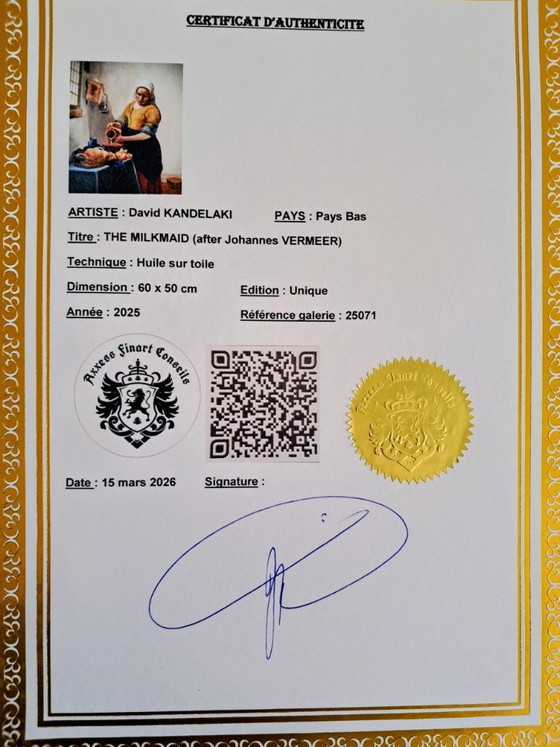 Image 1 of David KANDELAKI - The Milkmaid after Vermeer - Artist's painting