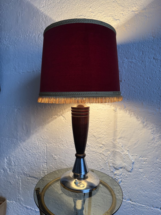 Image 1 of Art Deco lamp in wood and chrome