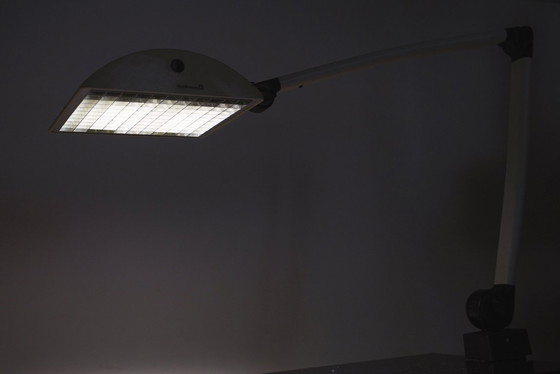 Image 1 of  Waldmann Adjustable Desk Lamp German Industrial Task Lamp Clamp Mount Articulated Office Light 