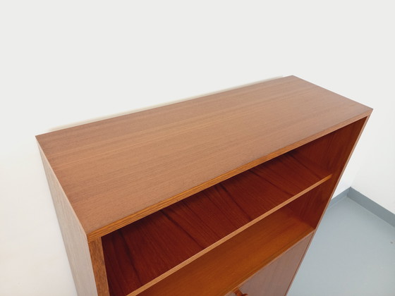 Image 1 of Vintage Scandinavian Modernist Storage Bookcase in Teak and Black Metal from the 60s