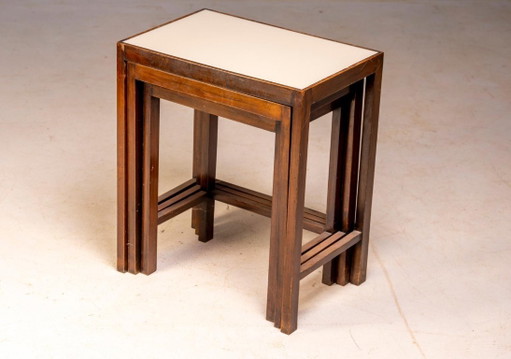 Art Deco Nesting Tables, Set of 3, Mid-20th Century, Czechoslovakia, 70 × 60.50 × 40 cm