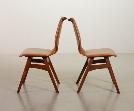 Image 1 of Set di 2 sedie da pranzo in stile Webe vintage di design olandese color caramello, anni '60