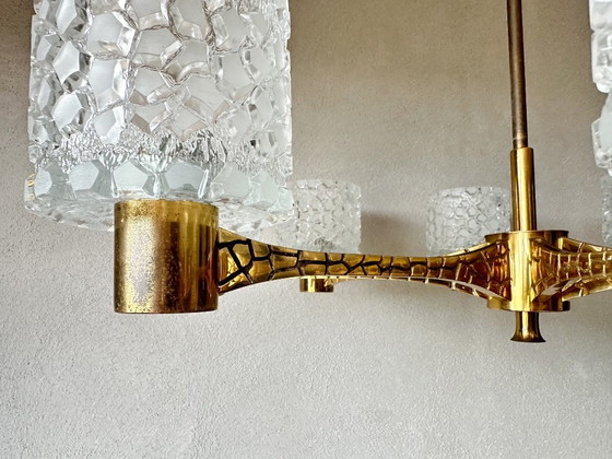 Vintage Brutalistische Kroonluchter – Glass, Metal (photo 4 of 15)