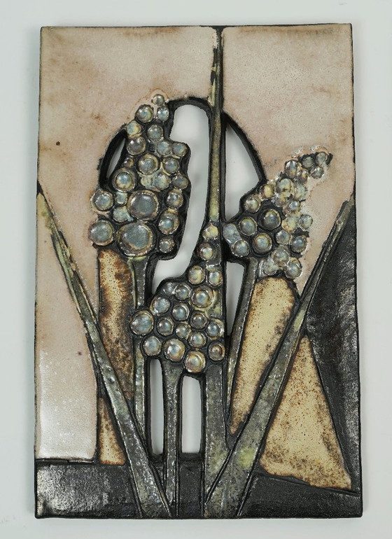 Image 1 of 2 bellissime e decorative piastrelle da parete vintage anni '70 di Ruscha-Keramik W. Germany con motivi floreali.