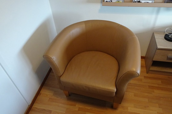Image 1 of Fraaie Clubfauteuil in kwaliteits leer - mokka