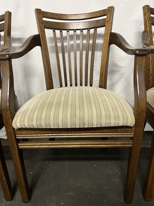 4 Bannink Jugendstil Eiken Eetkamer Stoelen – eetkamerstoelen, Textile, Wood (photo 2 of 7)